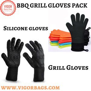 Silicone Baking gloves waterproof & Oven BBQ Grill Gloves 932°F Heat Resistant G